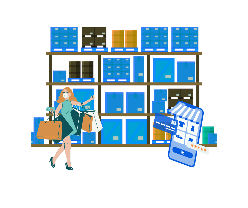lady shopping in a warehouse
