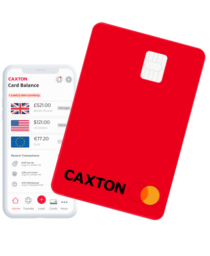 caxton red card and caxton app on phone